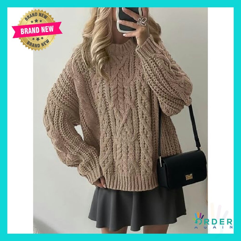 Oversized Cable Knit Pullover Chunky Winter Sweat… - image 3